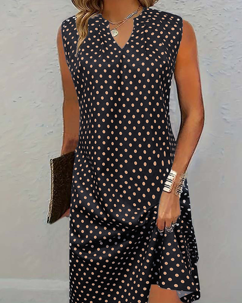 Elegantes, ärmelloses Kleid mit Polka Dot-Print