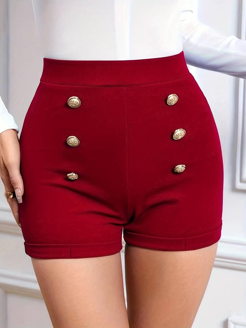 Olivia – shorts mit hohem bund und knopfdekor - LOVEZOE