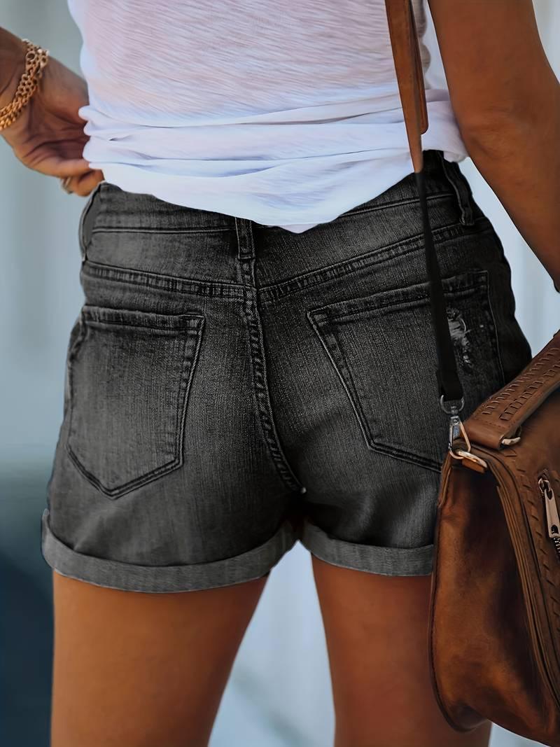 Natalie – gerippte jeansshorts für frühling/sommer - LOVEZOE