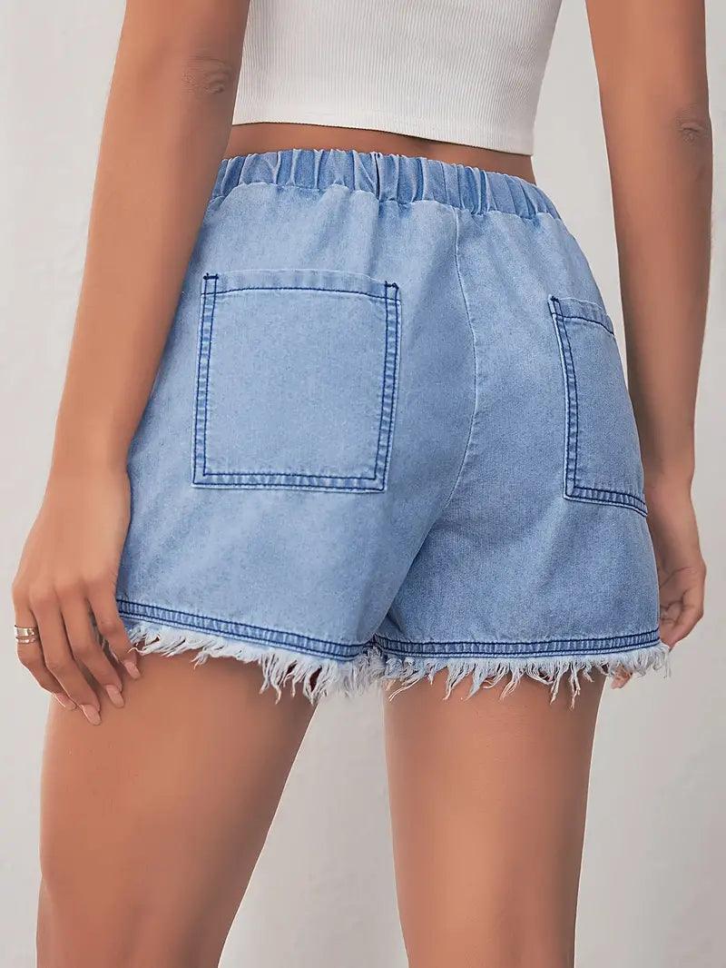 Eleanor – jeansshorts mit elastischem bund für frühling/sommer - LOVEZOE