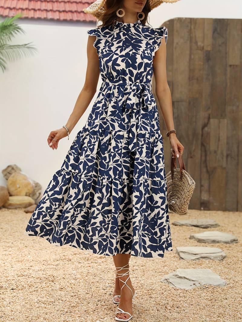 Aurora – elegantes kleid mit rüschenärmeln für frühling und sommer - LOVEZOE