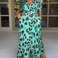 Lockeres Leopard-Maxikleid mit V-Ausschnitt