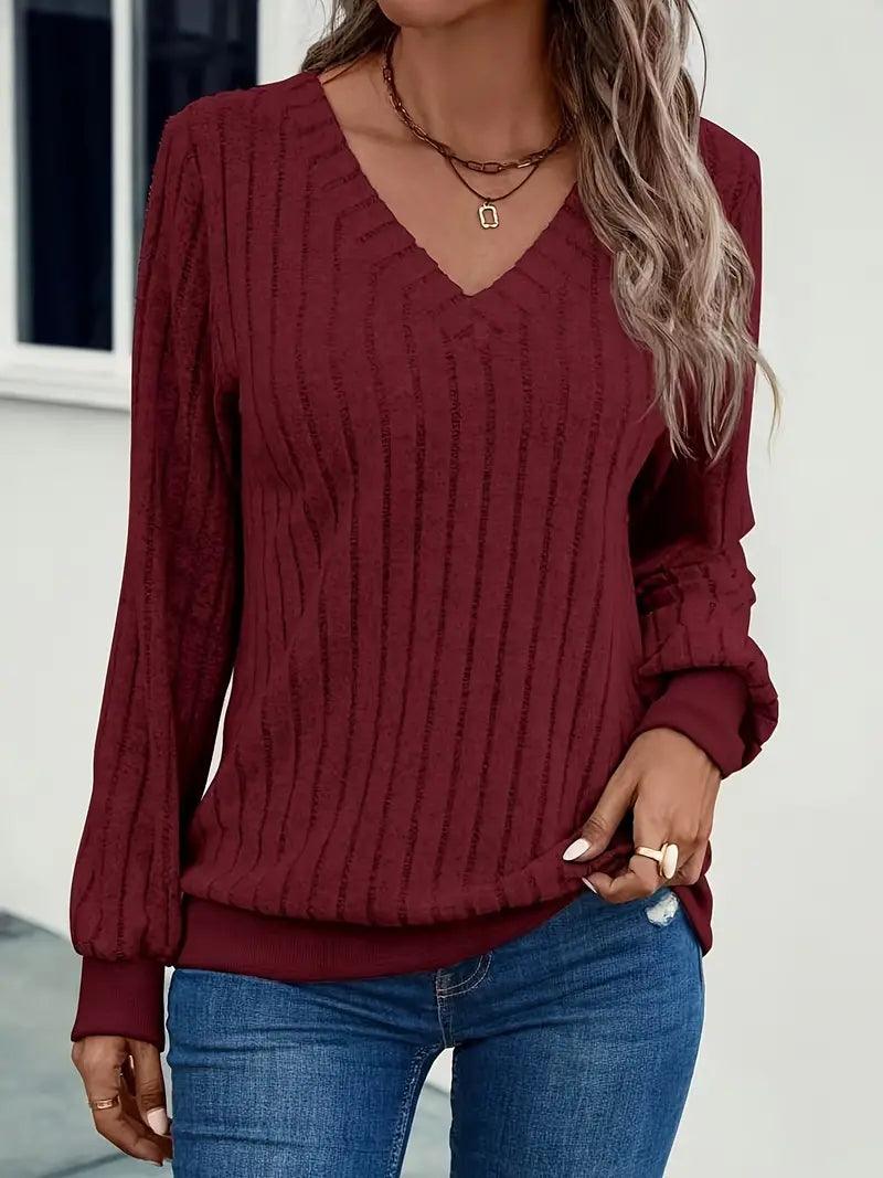 Maya – gerippter pullover mit v-ausschnitt - LOVEZOE