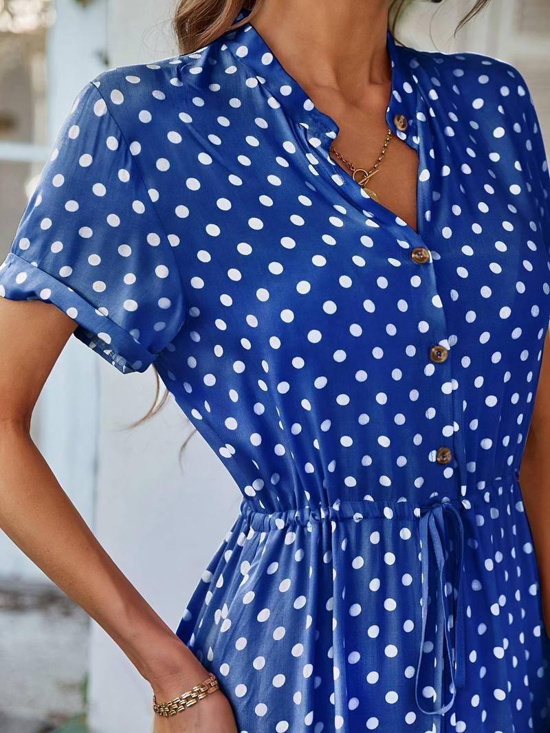 Chloe – a-linien-kleid mit polka-dot-print und v-ausschnitt - LOVEZOE