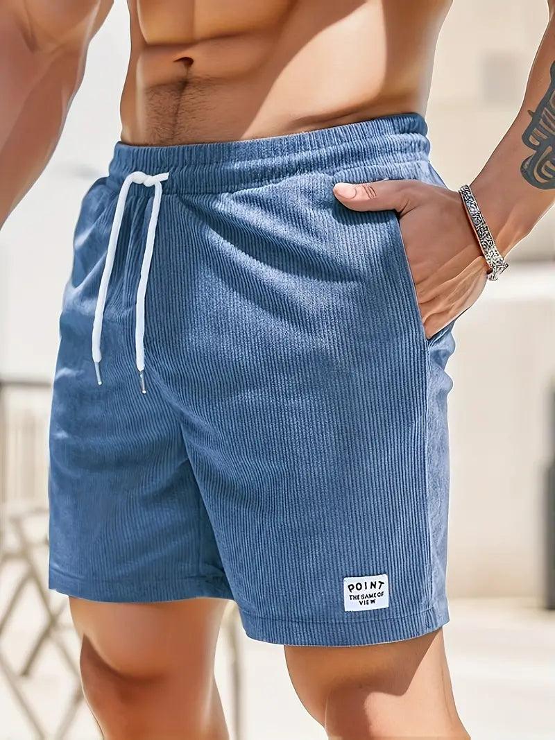 Nathan – gerippte, schmal geschnittene, bequeme shorts mit kordelzug und taschen - LOVEZOE