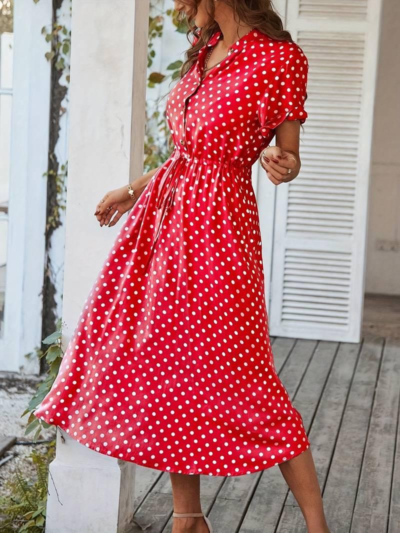 Chloe – a-linien-kleid mit polka-dot-print und v-ausschnitt - LOVEZOE