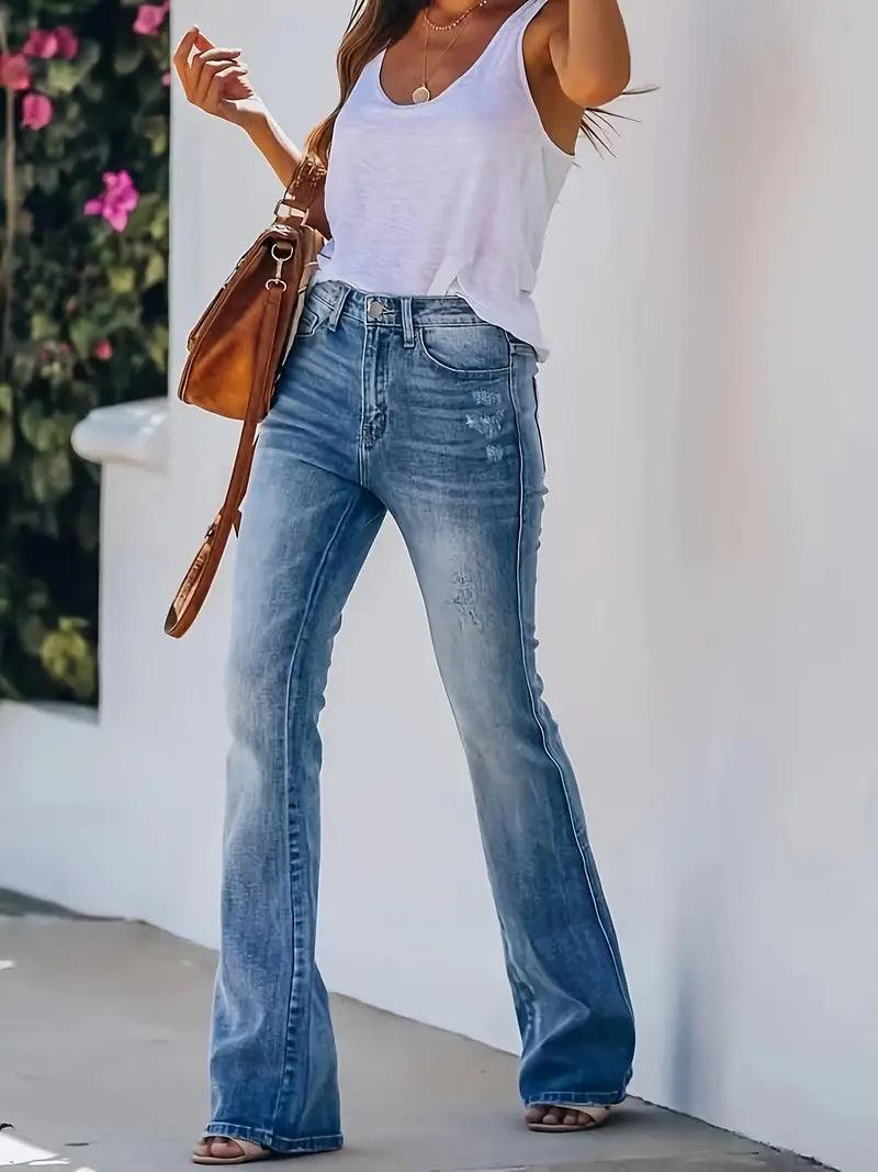 Ava – stylische bootcut-jeans für den frühling - LOVEZOE