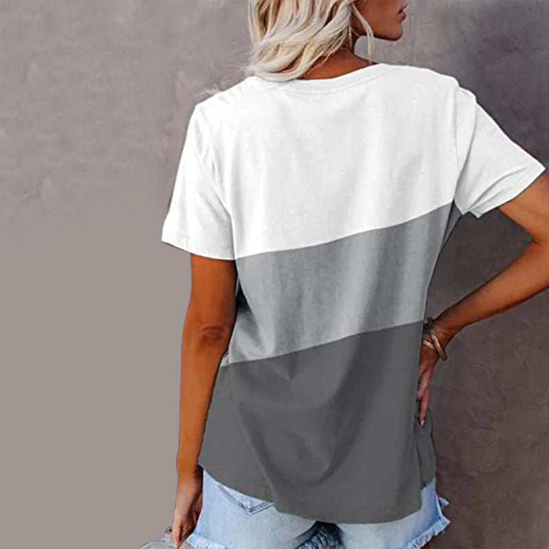 Lockeres lässiges kurzärmeliges T-Shirt mit Rundhalsausschnitt für Damen