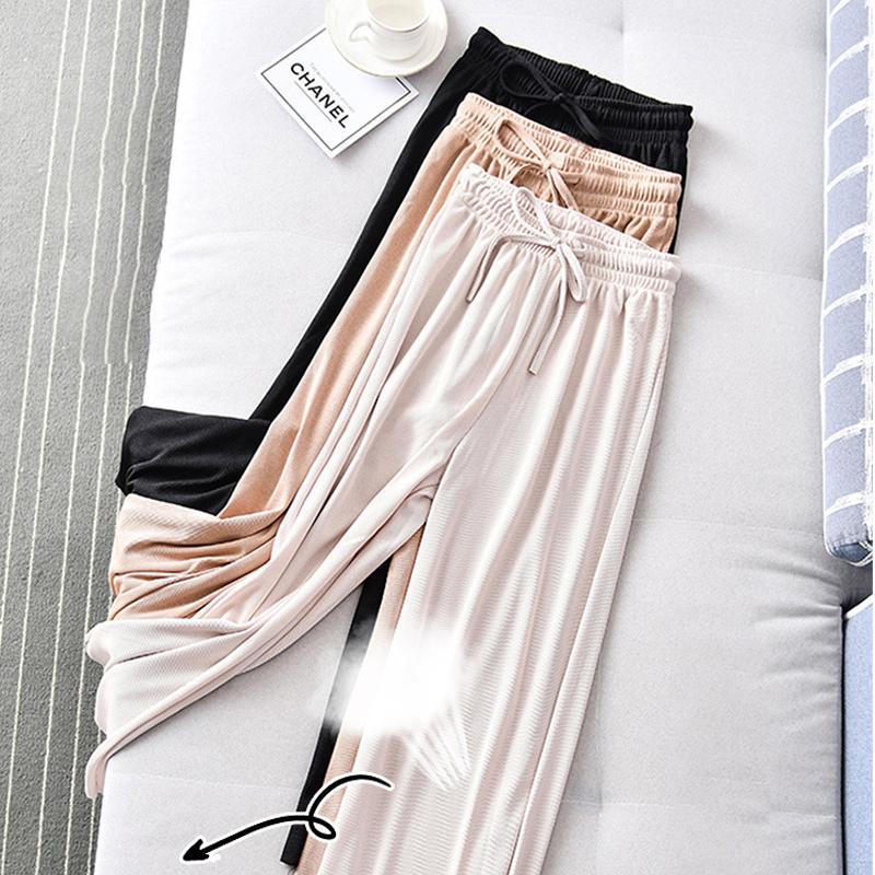 Ice Silk Wide Leg Damenhose mit hoher Taille