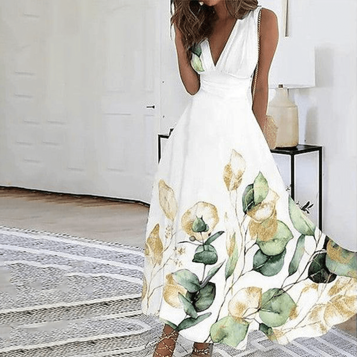 Danielle – ärmelloses maxikleid mit romantischem blumendruck - LOVEZOE