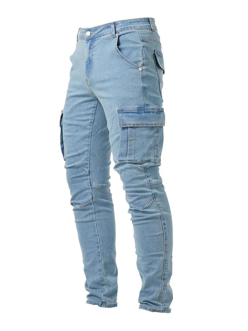 James - slim fit denim cargo pants for men - LOVEZOE