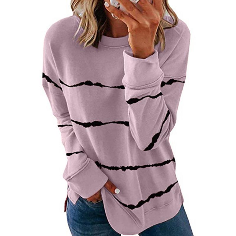 Damen Streifen Pullover Langarm Shirt