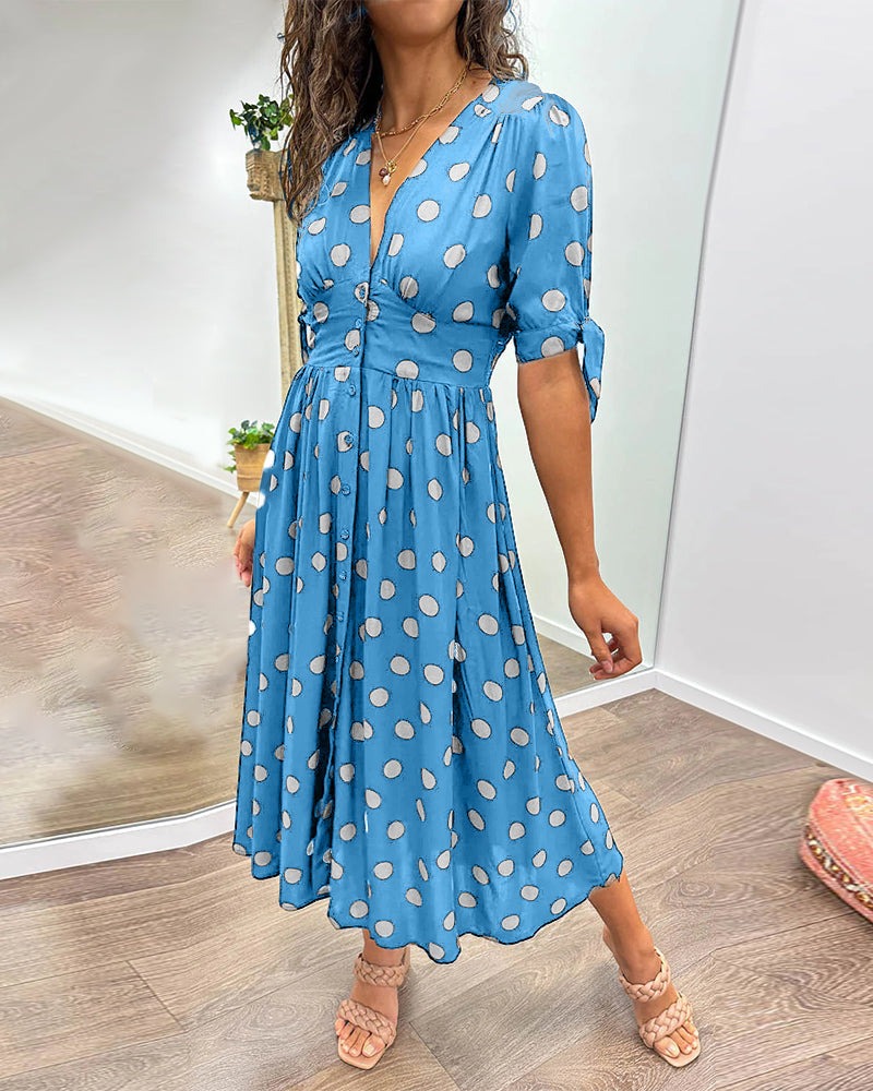 MEDEL™ | KLEID MIT V-AUSSCHNITT UND POLKA DOTS