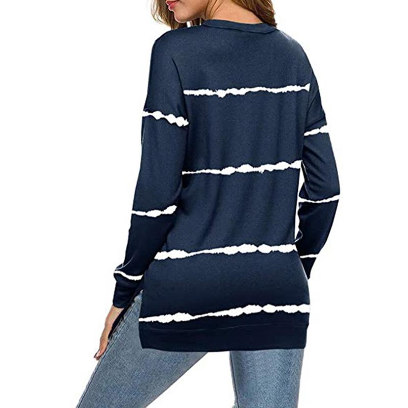 Damen Streifen Pullover Langarm Shirt