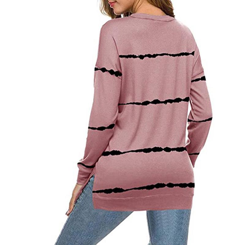 Damen Streifen Pullover Langarm Shirt