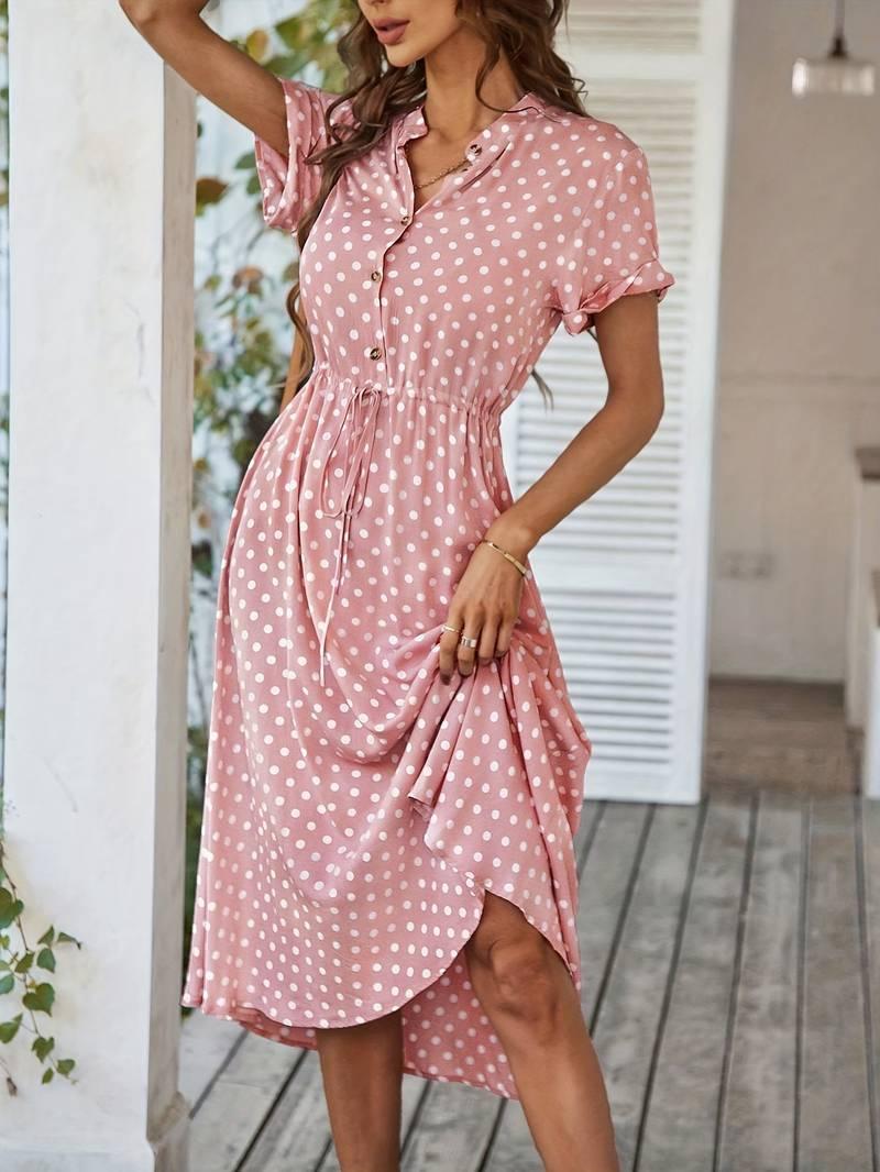 Chloe – a-linien-kleid mit polka-dot-print und v-ausschnitt - LOVEZOE