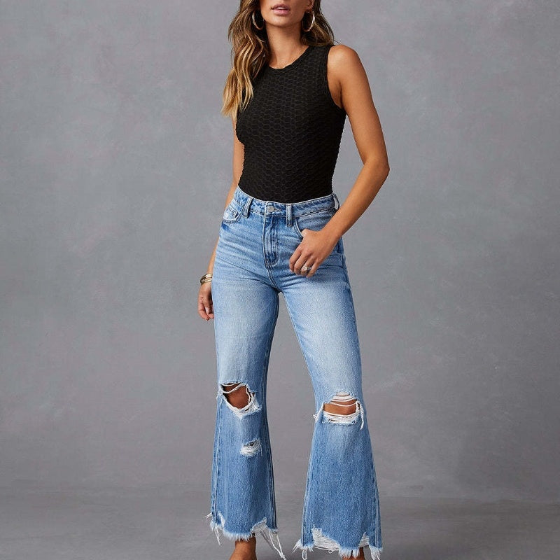 Super Stylische Damen High-Waist Jeans im lässigen Washed Look