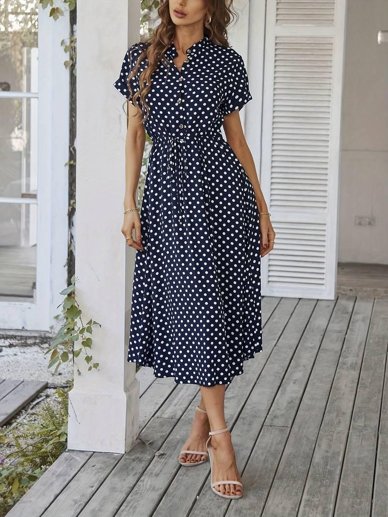 Chloe – a-linien-kleid mit polka-dot-print und v-ausschnitt - LOVEZOE