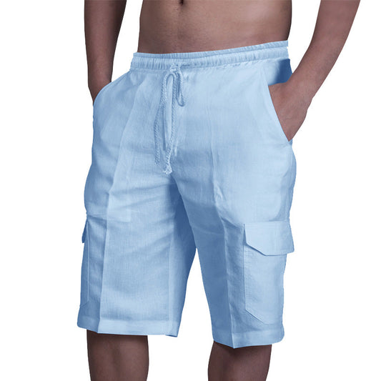 Einfarbige Strandshorts mit Tasche und Kordelzug