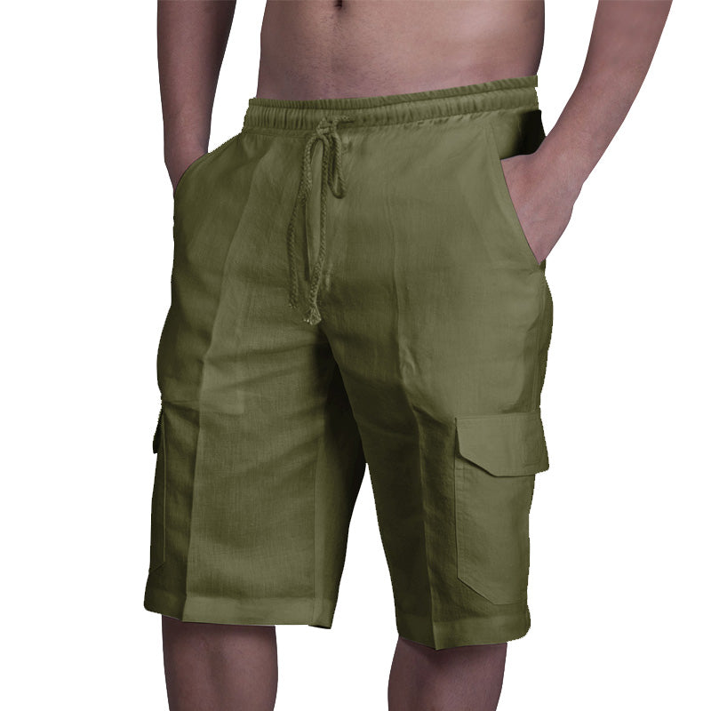 Einfarbige Strandshorts mit Tasche und Kordelzug