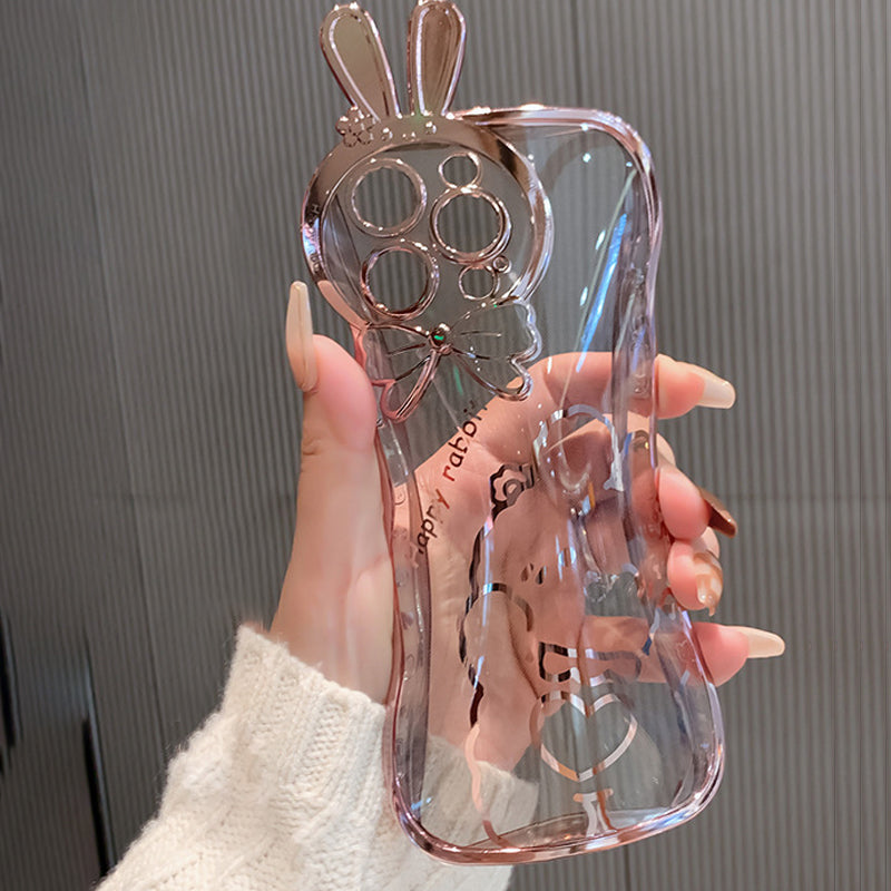 Glitter Rabbit Case für iPhone mit vollständiger Objektivabdeckung