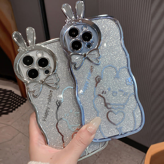 Glitter Rabbit Case für iPhone mit vollständiger Objektivabdeckung