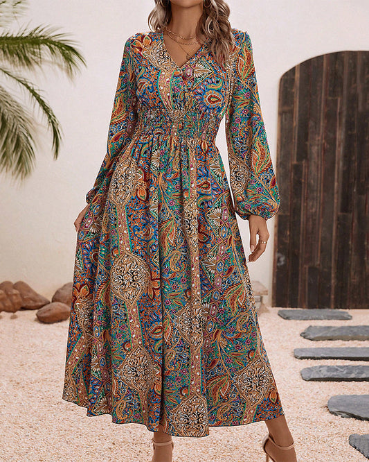 Elegantes Kleid mit mehrfarbigem Paisley-Print