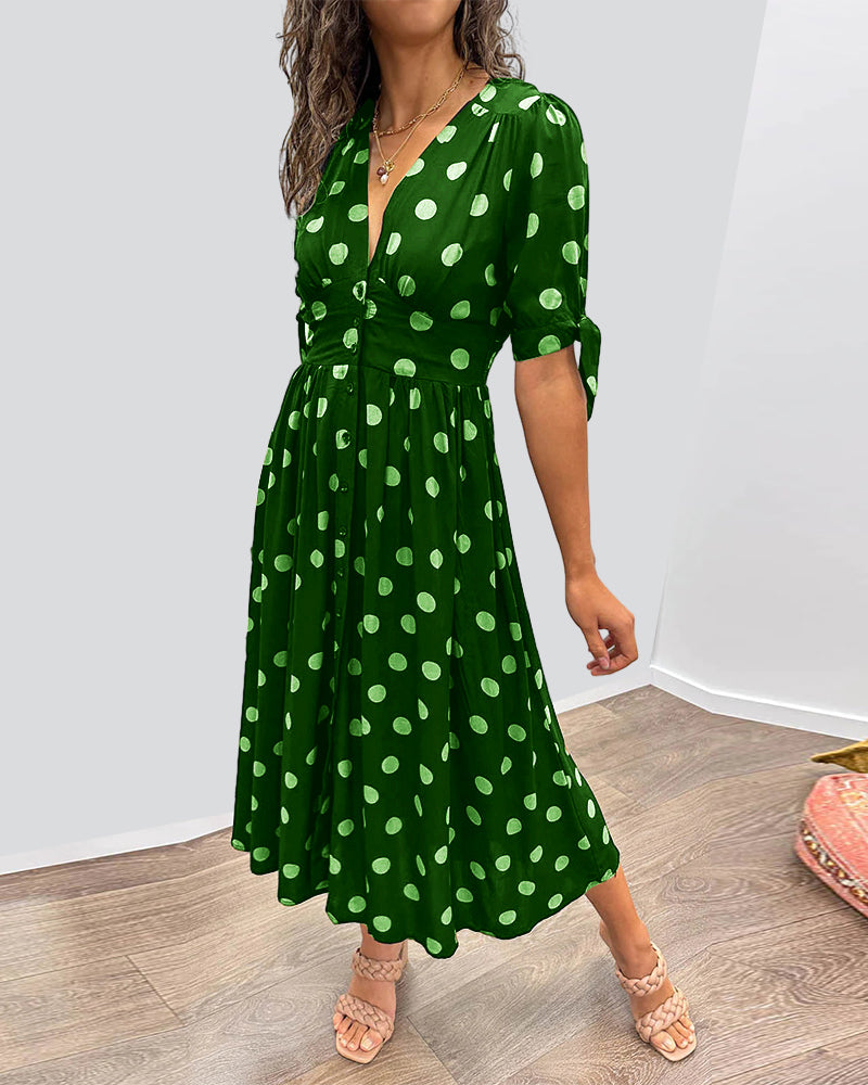 MEDEL™ | KLEID MIT V-AUSSCHNITT UND POLKA DOTS