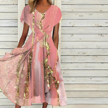 Airin - Schönes rosa-goldenes Kleid für besondere Anlässe