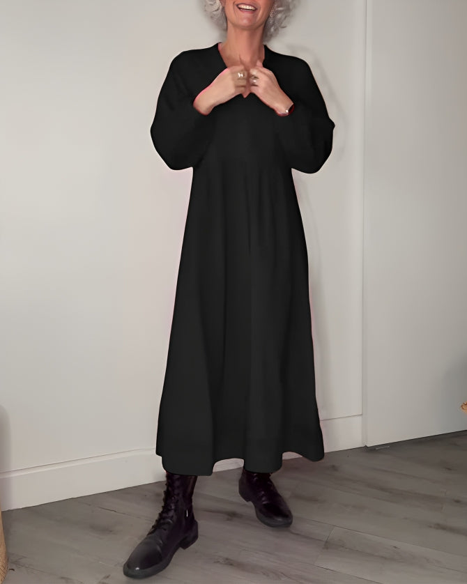 Cathlin™ Langes Kleid mit V Ausschnitt