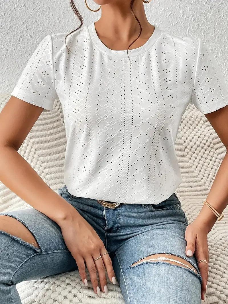 Jasmine – lässiges t-shirt mit rundhalsausschnitt für den frühling - LOVEZOE