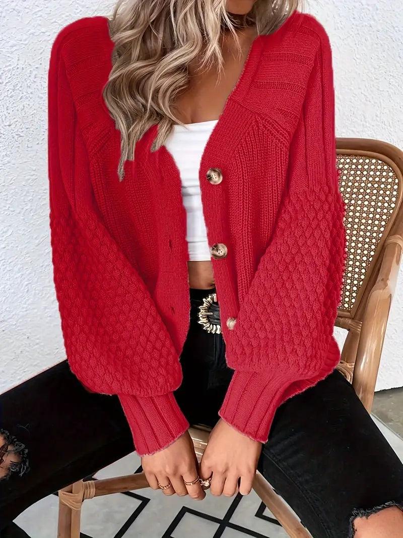 Olivia – strickjacke mit v-ausschnitt und knöpfen - LOVEZOE