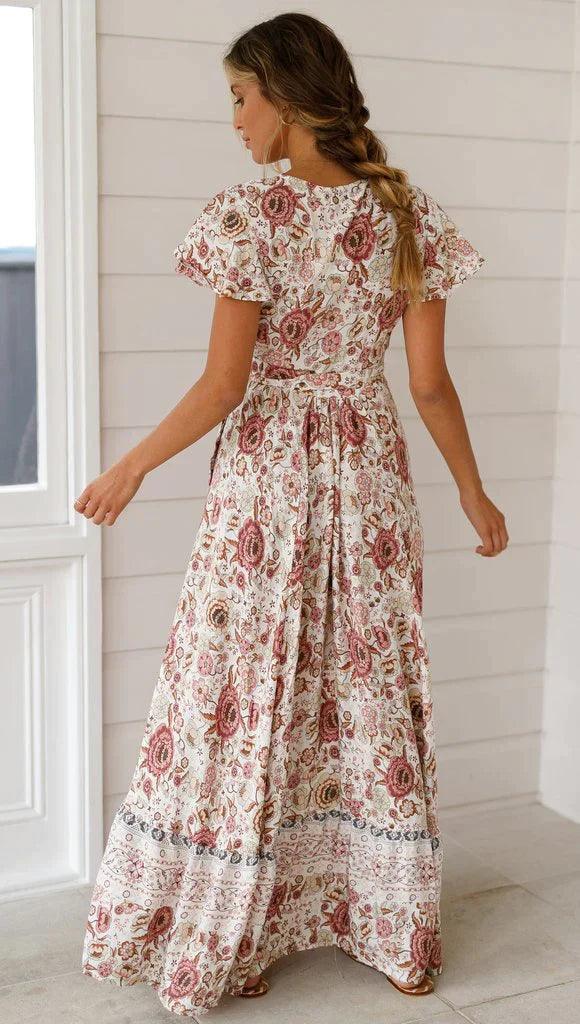 Myah - Langes Maxi Kleid im Vintage Look für den Sommer/Frühling - LOVEZOE