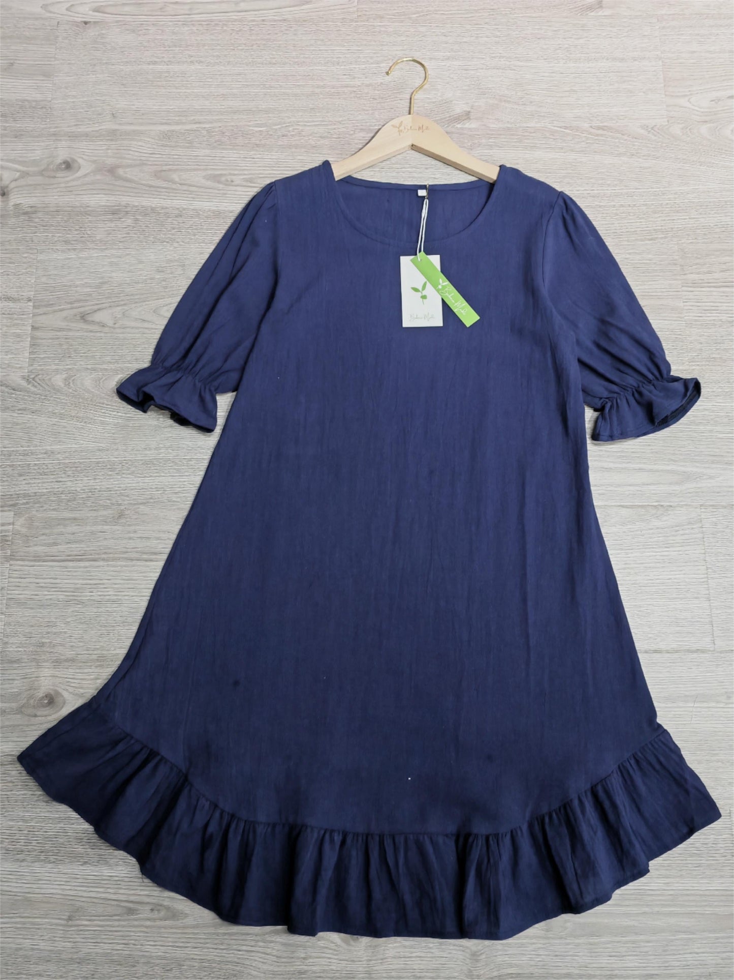 PureWear® - Marineblaues einfarbiges Minikleid mit halben Ärmeln