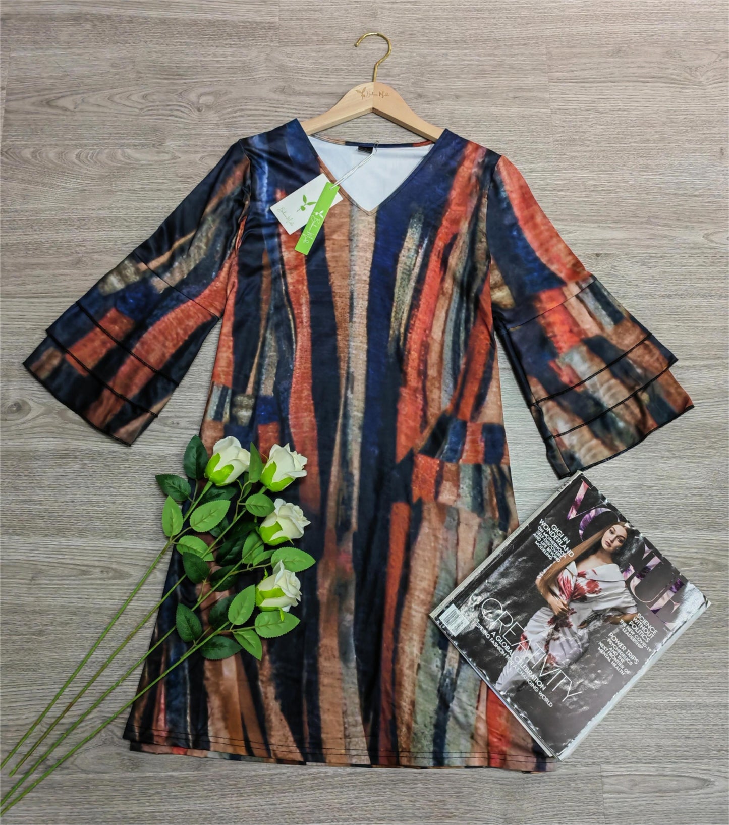 SpringStil® - Retro 3/4 Ärmel Print Minikleid