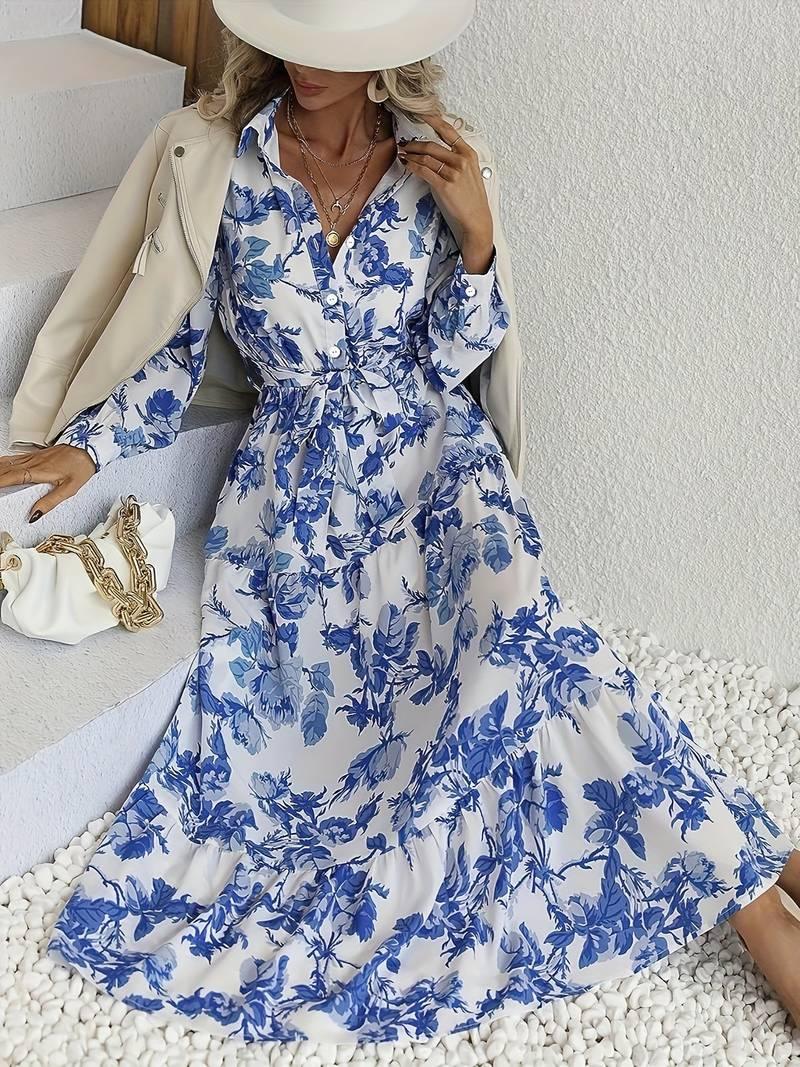 Lily – boho-urlaubs-midikleid mit langen armeln - LOVEZOE