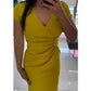 Knielanges Bodycon-Kleid mit V-Ausschnitt