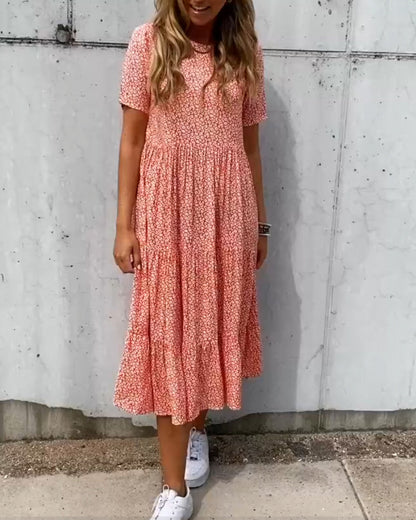 Kurzärmliges Kleid mit Blumendruck