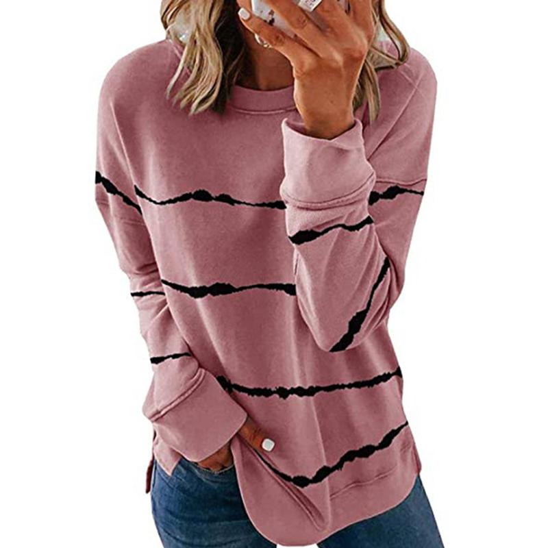 Damen Streifen Pullover Langarm Shirt