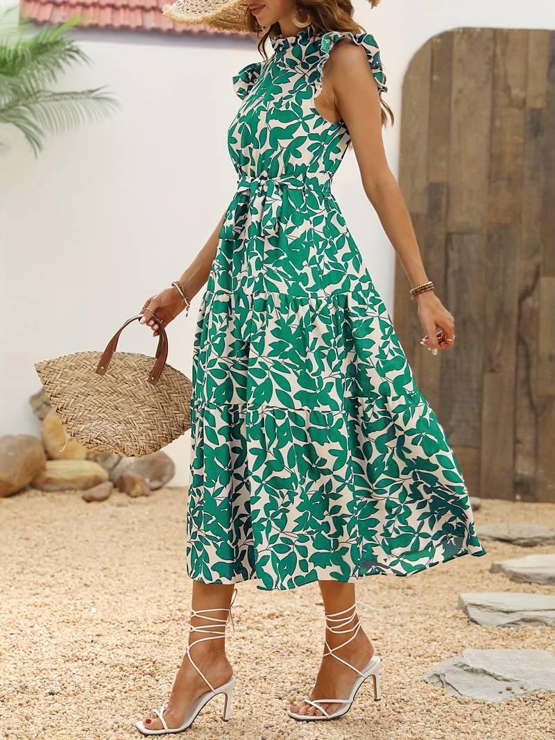 Aurora – elegantes kleid mit rüschenärmeln für frühling und sommer - LOVEZOE