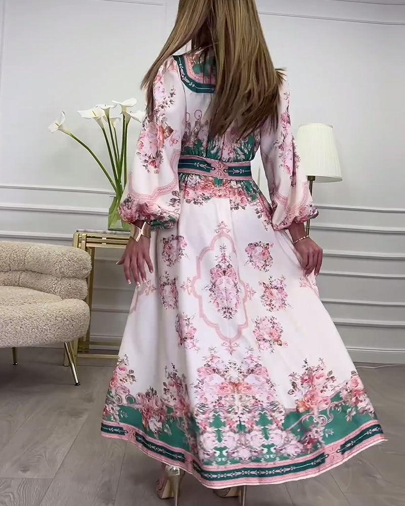 Laternenkleid mit langen ärmeln und print