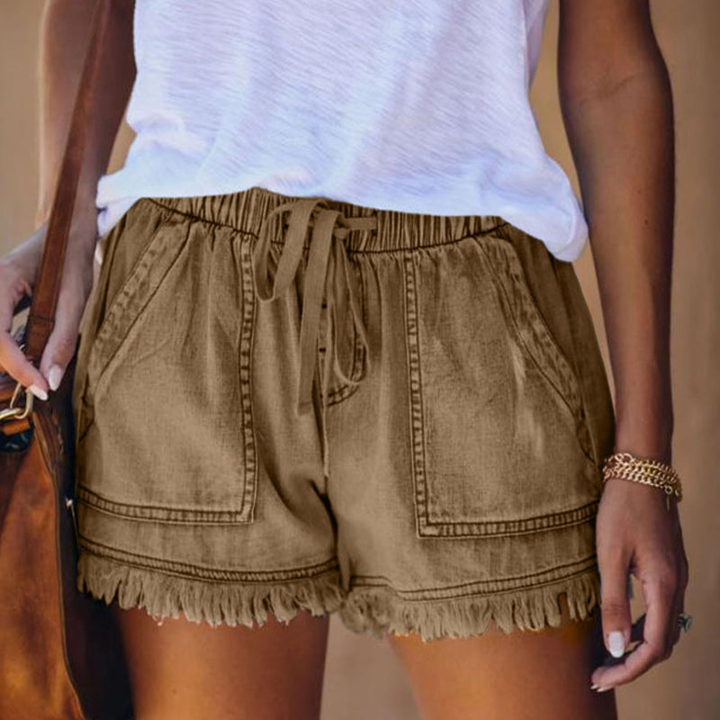 Damen Sommer Jeansshorts mit hoher Taille