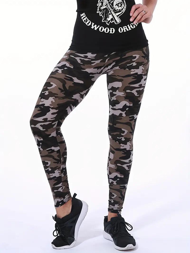 Aurora – lässige camouflage-leggings mit hoher taille - LOVEZOE