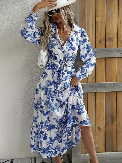 Lily – boho-urlaubs-midikleid mit langen armeln - LOVEZOE