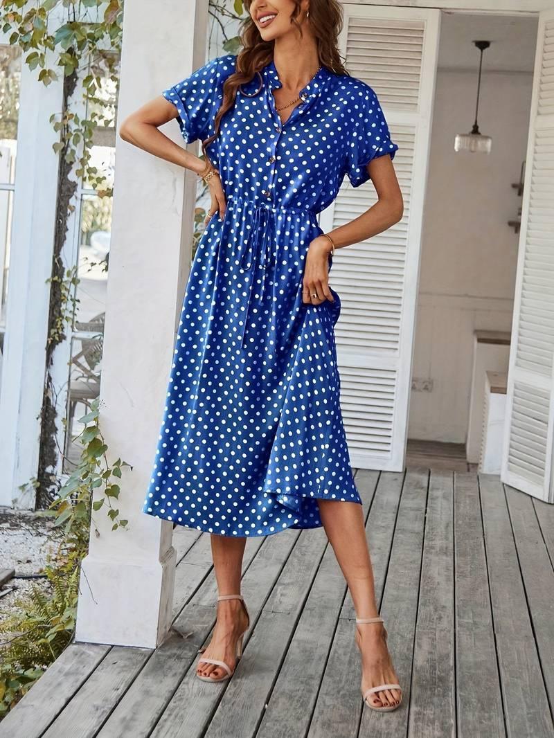 Chloe – a-linien-kleid mit polka-dot-print und v-ausschnitt - LOVEZOE