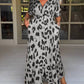 Lockeres Leopard-Maxikleid mit V-Ausschnitt