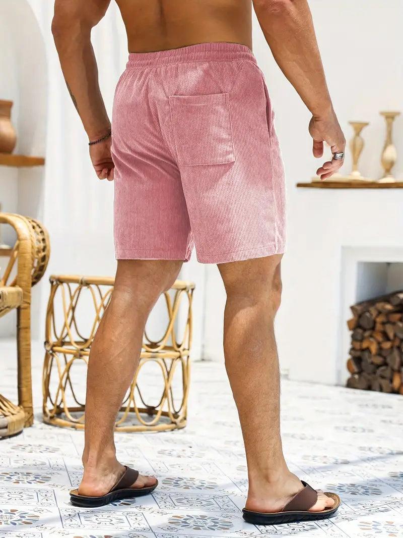 Nathan – gerippte, schmal geschnittene, bequeme shorts mit kordelzug und taschen - LOVEZOE