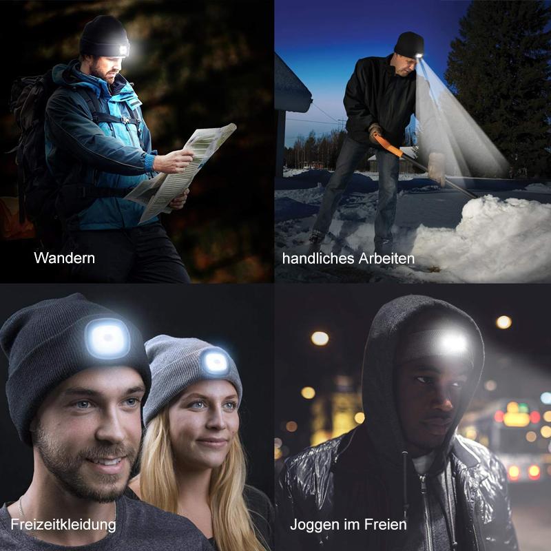 Engeliebe Abziehbar LED Stirnlampe Beanie Mütze