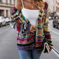 Zoe – strickjacke mit regenbogenstreifen und offener vorderseite - LOVEZOE