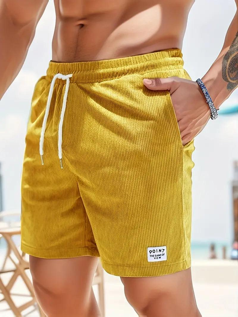 Nathan – gerippte, schmal geschnittene, bequeme shorts mit kordelzug und taschen - LOVEZOE